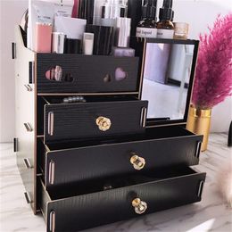 DIY Wooden Storage Box Makeup Organiser Jewellery Container Wood Drawer Organiser Handmade Cosmetic Storage Box whole 6 styles2021