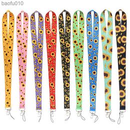 Ransitute R1269 Hidden Disability Sunflower Creative Badge ID Lanyards Mobile Phone Rope Key Lanyard Neck Straps Accessories L230619