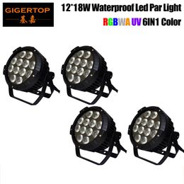 4 Pack 12x18W RGBWA UV LED DJ PAR Light IP65 DMX Waterproof PAR 64 Stage Lighting LCD Display Casting Aluminum235c