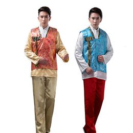 Men Korean Traditional Hanbok Court Ethnic Male Oriental Stage Dance Costume Men Korea Hanbok Clothing Asian Ancient Clothes259Q