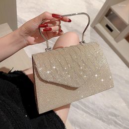 Evening Bags Mini Shining Drill Handbag With Metal Handle For Women 2023 Summer Banquet Chain Shoulder Clutches Wedding Party Dinner Bag
