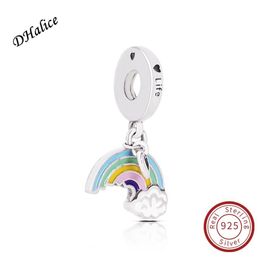 Pandora Rainbow of Love Pendant Charm Authentic 925 Sterling Silver rainbow charm Fits Snake Bracelets DIY Fine Jewelry 797016ENMX1837