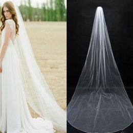 Simple Chapel Length Bridal Veil Long Soft Tulle White Ivory Wedding Veils Bridal Accessories 2 Meters Bride In Stock One Layer Ve1932