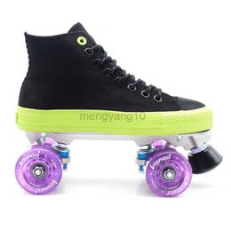 Inline Roller Skates High Quality Women Men Canvas Roller Skates Sliding Quad Sneakers Beginners Shoes Patines with 2 Row Adult 4 Flash Wheels HKD230720