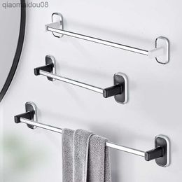 Suction Cup Towel Rack Stainless Steel Bathroom Hanging Holder Wall Mounted No-Punching Single Rod Supporter Toilet Cloth Hanger L230704