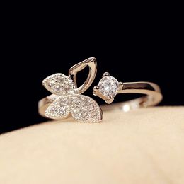 925 Sterling Silver Rings For Women Butterfly zircon Open Ring Hypoallergenic Sterling Silver Jewellery Gifts For Girls