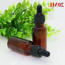 Thick 20ml Amber Glass Dropper Bottles 2 3 OZ Essential Oil Vial E Liquid Cosmetic Container Hgshx