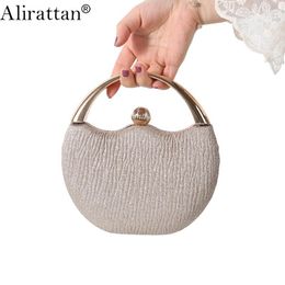 Evening Bags Alirattan Dinner Bag Retro Glitter Portable Banquet Fashion Design Wedding Party Beaded Clutch Trendy Wallet Purse