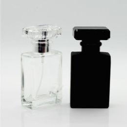 Portable Refillable Perfume Spray Bottle 50 ml Empty Perfume Vials Black Clear with Pump Sprayer Mist Atomizer Pwnbw