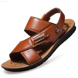 Sandals Men Sandals Summer Genuine Leather Roman Sandals Male Casual Shoes Beach Flip Flops Men Fashion Outdoor Slippers Shoes L230720