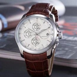 2019 stopwatch all the work Watch Menes Silver Case White Dial Stainless Steel Brand Calibre Watch Analog Glass Back Watch Montre 293k