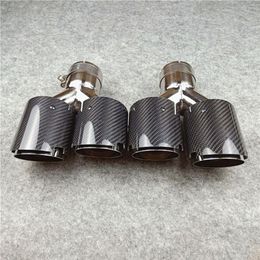 TWO PIECES Y Style Exhausts Dual System Tips Glossy Carbon fiber Stainless steel Exhaust Tail Double End Pipe314l