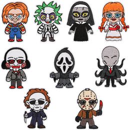 Notions Halloween Iron on Patches Horror Characters Embroidered Patches Repair Patch Appliques DIY Craft Accessories for Clothing Jackets Jeans Backpack Hat