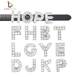 130pcs 8mm Full Rhinestone Slide Letters A-Z DIY Slide Letters Charm fit Bracelet wristband LSSL01 130199l