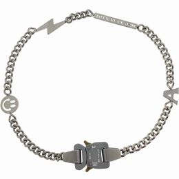 Hip-hop Thick Chain Metal Lock Necklace Men's And Women's Titanium Steel Short Locomotive Buckle Clavicle Chokers246L