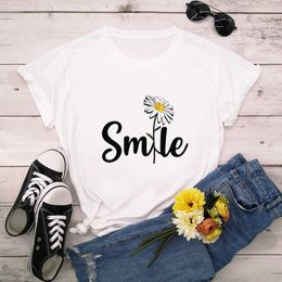 Women Shirt Smile Daisy Print Tshirt Women_ Yythkg