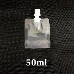 100pcs pack 50ml small clear plastic food packaging bag filling doypack spouted pouch water liquid juice drink storage 50 ml mini 301z