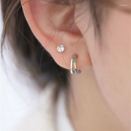 Stud Earrings 925 Silver Needle Hypoallergenic Colourful Zircon For Women Elegant Gifts Jewellery Pendientes Brincos E776