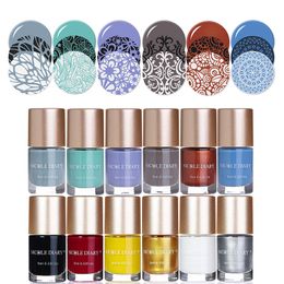 Nail Polish NICOLE DIARY Stamped 21 Colour Plate Printed Tip Clearcoat 230719