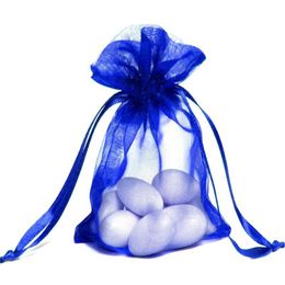 100pcs Blue Organza Packing Bags Jewellery Pouches Wedding Favors Christmas Party Gift Bag 13 x 18 cm 5 x 7 inch238r
