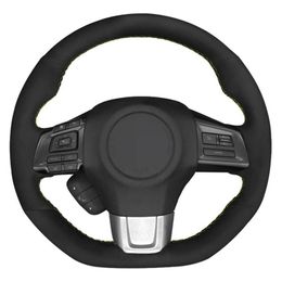 Car Steering Wheel Cover DIY Hand-stitched Black Suede For Subaru WRX STI 2015 2016 2017 2018 2019 Levorg 2015-2019249Z