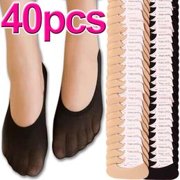 Women Socks 40pcs Transparent Summer Invisible Shallow Sox Footsies Shoe Liner Trainer Ballerina Boat Ladies Thin Sock Slippers