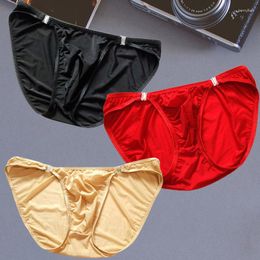 Underpants Ice Silk U-pouch Convex Briefs Solid Bugle Enhance Male Panties Lifting Hip Sexy Underwear Seamless Low Waist Gay Lingerie