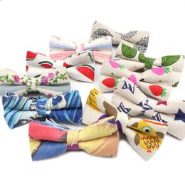 Bow Ties Mens Linen Bowties Cartoon Printed Formal Fashion Tie Adjustable Butterfly Cravat Bows Groom Wedding Party Adult