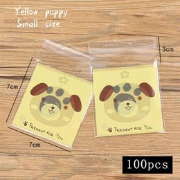 Gift Wrap 50pcs/lot Cartoon Self Adhesive Bag Frosted Cut Dog Candy Cookie Handmade Baked Biscuit Party Favours Plastic Bags
