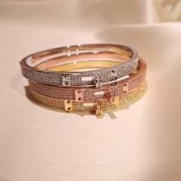 Popular brand S925 silver plated belt bracelet zircon inlay simple 18K design elegant style fashion luxury temperament women'279g