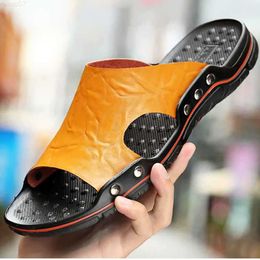 Sandals Men Slippers Outdoor Leather Men's Sandals Summer Non-slip Beach Walking Casual Shoes Big Size 38-48 L230720