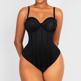 Women's Shapers Outwear Body Shaper Fajas Colombianas Seamless Women Cupped Strapless Bodysuit Slimming Waist Trainer Bra-free Shapewear 230719