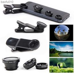 3 In 1 Macro 0.67x Wide Angle Fish Eye Lens Universal Mobile Phone Camera Fisheye Lenses For iPhone Samsung Huawei Accessories L230619