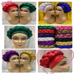 African Turban Cap Latest Auto Gele Headtie Islamic Hat With Shiny Stones Hat For Ladies Nigerian Turban Gele Cap 6pcs a lot243b