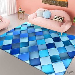 Carpets Large Area Rug 3D Block Carpets for Living Room Bedroom Anti-Slip Floor Mat Kitchen Tapete Memory Foam Carpet Doormat Floor Mat R230720