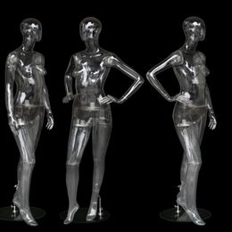 Full-body Transparent Plastic Transparent Female Model Clothing Shooting Hollow 3D Display Props Fork-handed Mannequin179r