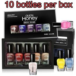 Nail Polish 5ml10 Bottled Family Set Quickdrying Nobake Peelable and Tearable Waterbased Beginner Ink 230719