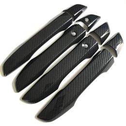 8Pcs Carbon Fiber Style Car Exterior Door Handle Grab Cover Bezel Trim Styling For Honda Civic 10th 2016 2017 RHD256S