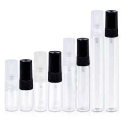 500Pcs 2ml 3ml 5ml 10ml Glass Perfume Bottle Clear Spray Bottles Empty Fragrance Packaging Vial With Black White Cap Rvmmw