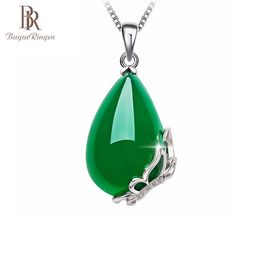 Begua Ringen Vintage 925 Sterling Silver Emerald Gemstone Pendant Necklace Party Cocktail Jewellery Women Gifts Whole268e