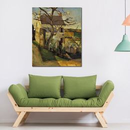 Abstract Canvas Art House and Tree the Hermitage Paul Cezanne Handcrafted Oil Painting Modern Decor Studio Apartment