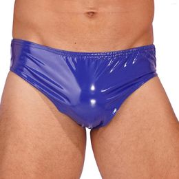 Underpants Mens Patent Leather Briefs Wet Look Low Raise Panties Elastic Waistband Latex Underwear Nightwear Clubwear Swimwear