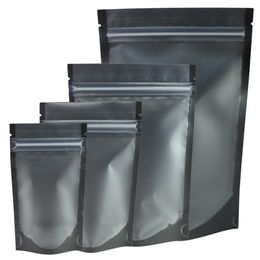 Assorted Size Matte Black Storage Bags Clear Front Stand Up Pouches Eco Aluminium Foil Mylar Bags266O