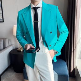 Men's Suits British Autumn Bold Bright Color Double Breasted Business Suit Slim Casual Wedding Party Dress Fashion Sense Blazer