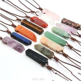 Pendant Necklaces Irregar Natural Crystal Stone Energy With Rope Chain For Women Men Fashion Party Club Decor Jewellery Drop Delivery P Dh6E0