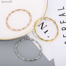 2023 Fashion Trend To Sell Bamboo Bracelet Women's Titanium Steel Bracelet Temperament Simple Sparkling Exquisite Jewellery L230704