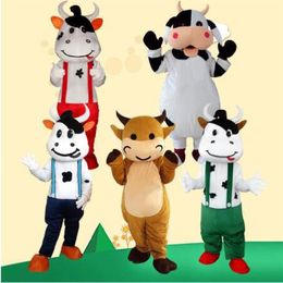 2018 High quality White and Black Milk Cow Mascot Costume Bull Calf Ox Mascot Milk Fancy Dress Costumes Adult Suit Size for Ha297M