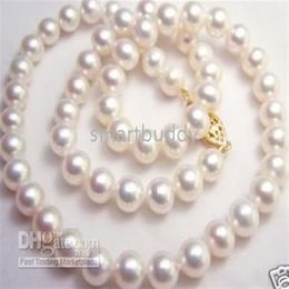 Fine 20inches 9mm Akoya white pearl necklace 14k275A