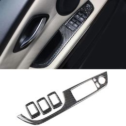 For BMW 3 Series E90 E92 2005-2012 Carbon Fibre Car Accessories Window Control Panel Frame Switch Cover Sticker Trim Interior250C