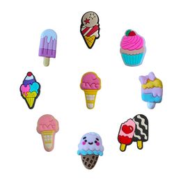 Shoe Parts Accessories Cartoon Cute Charms For Clog Sandals Icecream Pink Kawaii Pvc Decoration Jibz Drop Delivery Oticn